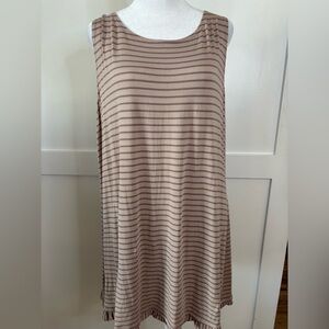 Striped Tan Sleeveless Tank Top